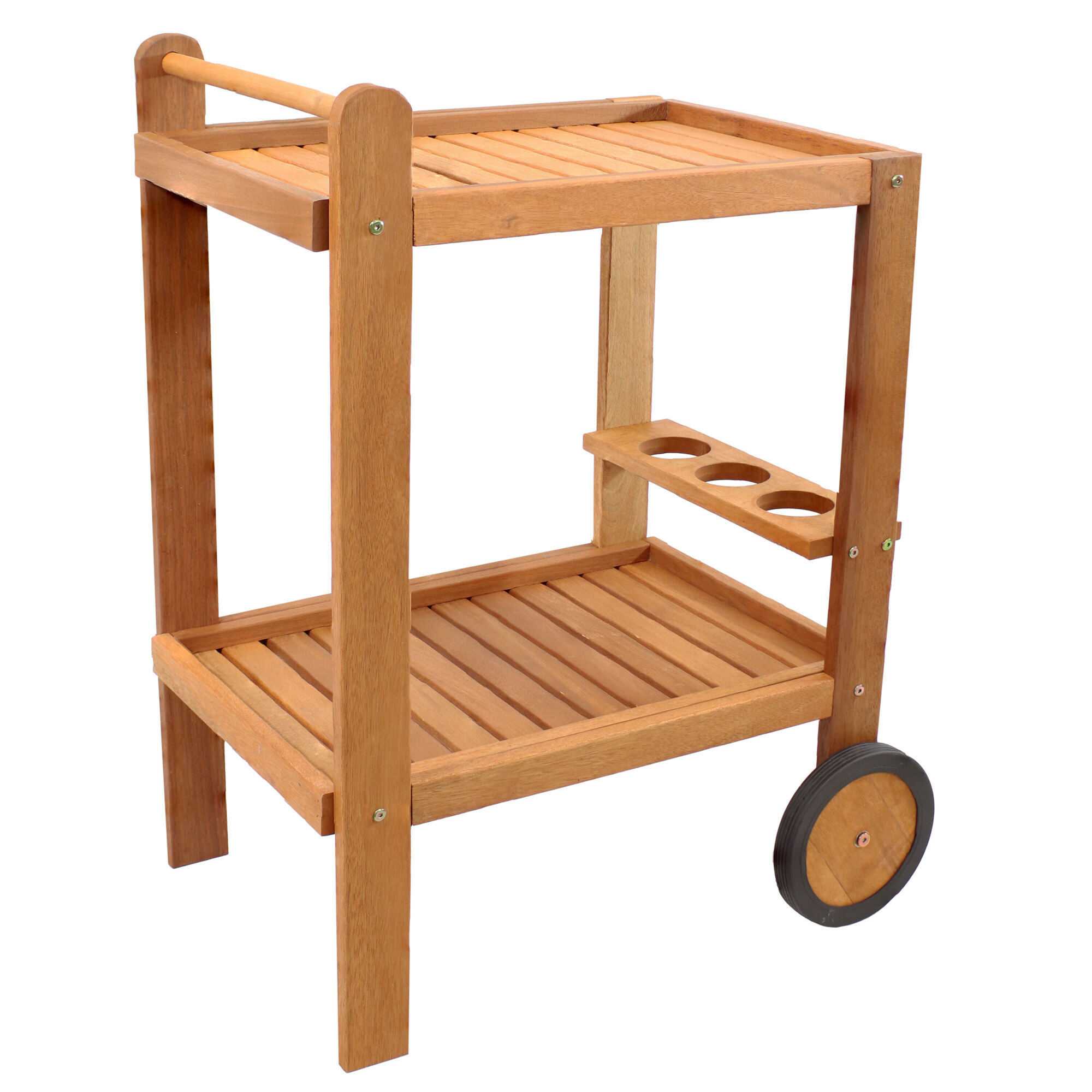 Sunnydaze Decor, Malaysian Hardwood 2-Tier Serving Cart, Primary Color Wood, Height 35.5 in, Model# LAM-789